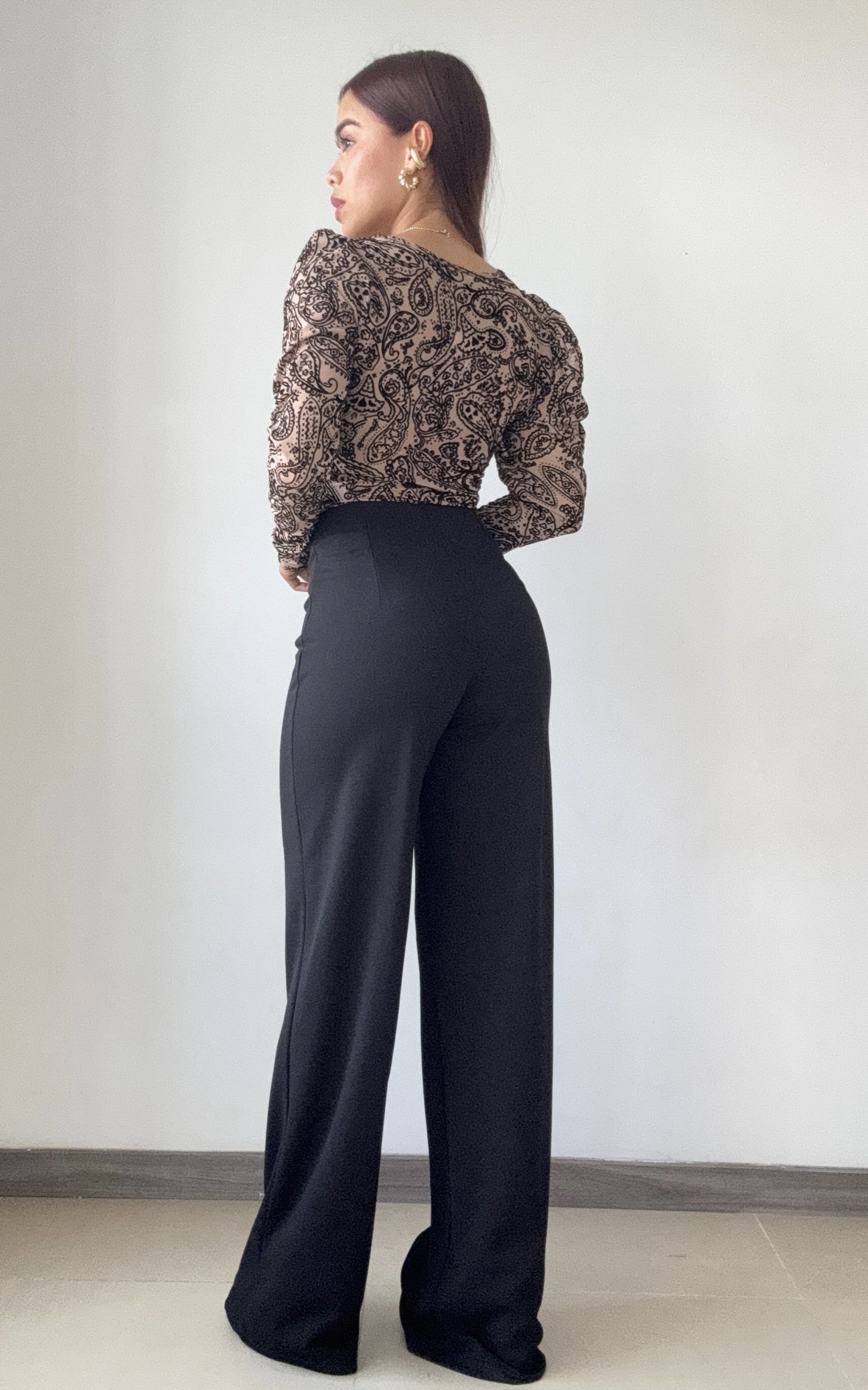 Body Manga Larga Cuello V Estampado