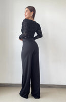 Body Manga Larga Cuello V Estampado