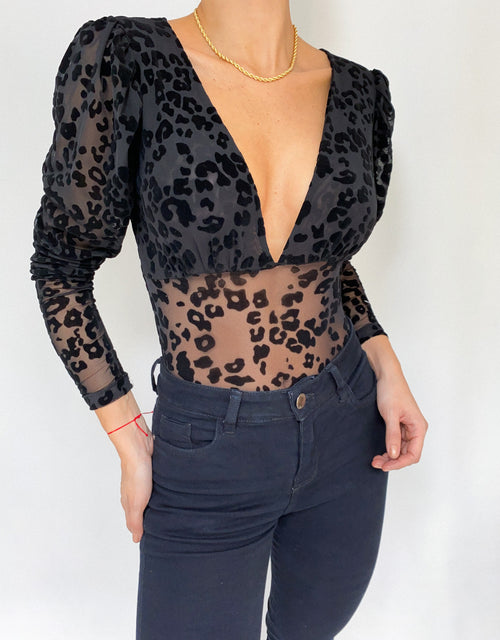 Body Manga Larga Cuello V Estampado