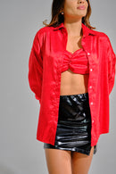 Falda Corta Cuerina Abertura Delantero