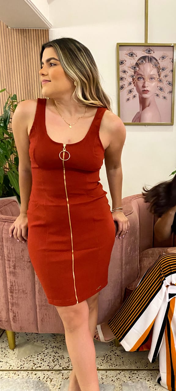 Vestido Manga Sisa Cierre Dril