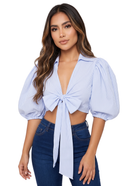 Blusa Manga Bombacha Amarrar Rayas