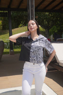 Blusa camisera dos tonos animal print