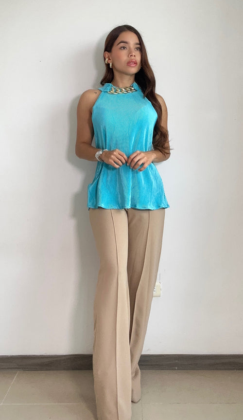 Blusa Manga Sisa Cuello Herraje