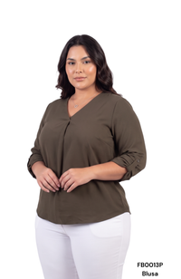 Blusa Cuello V Manga Larga