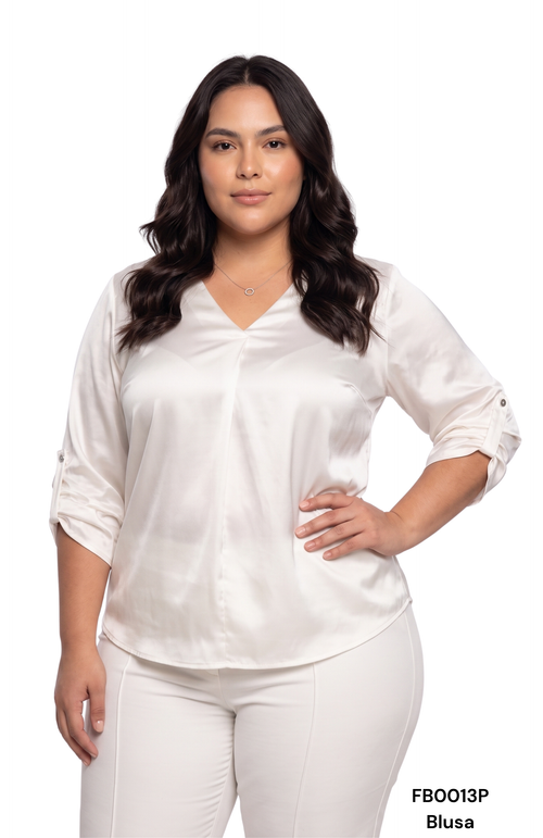 Blusa Cuello V Manga Larga