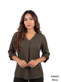 Blusa Cuello V Manga Larga