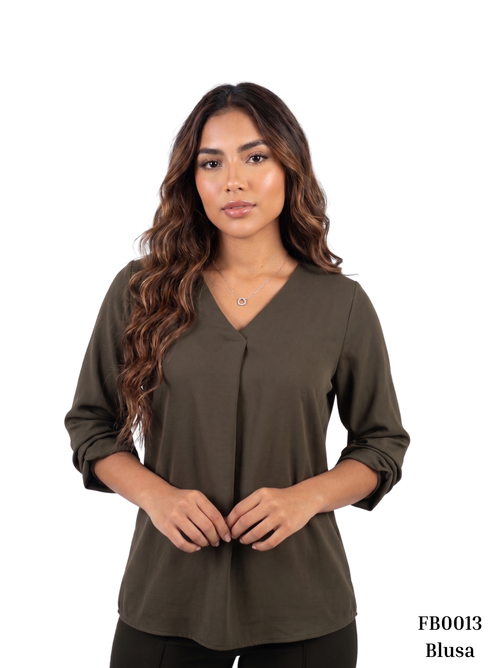 Blusa Cuello V Manga Larga