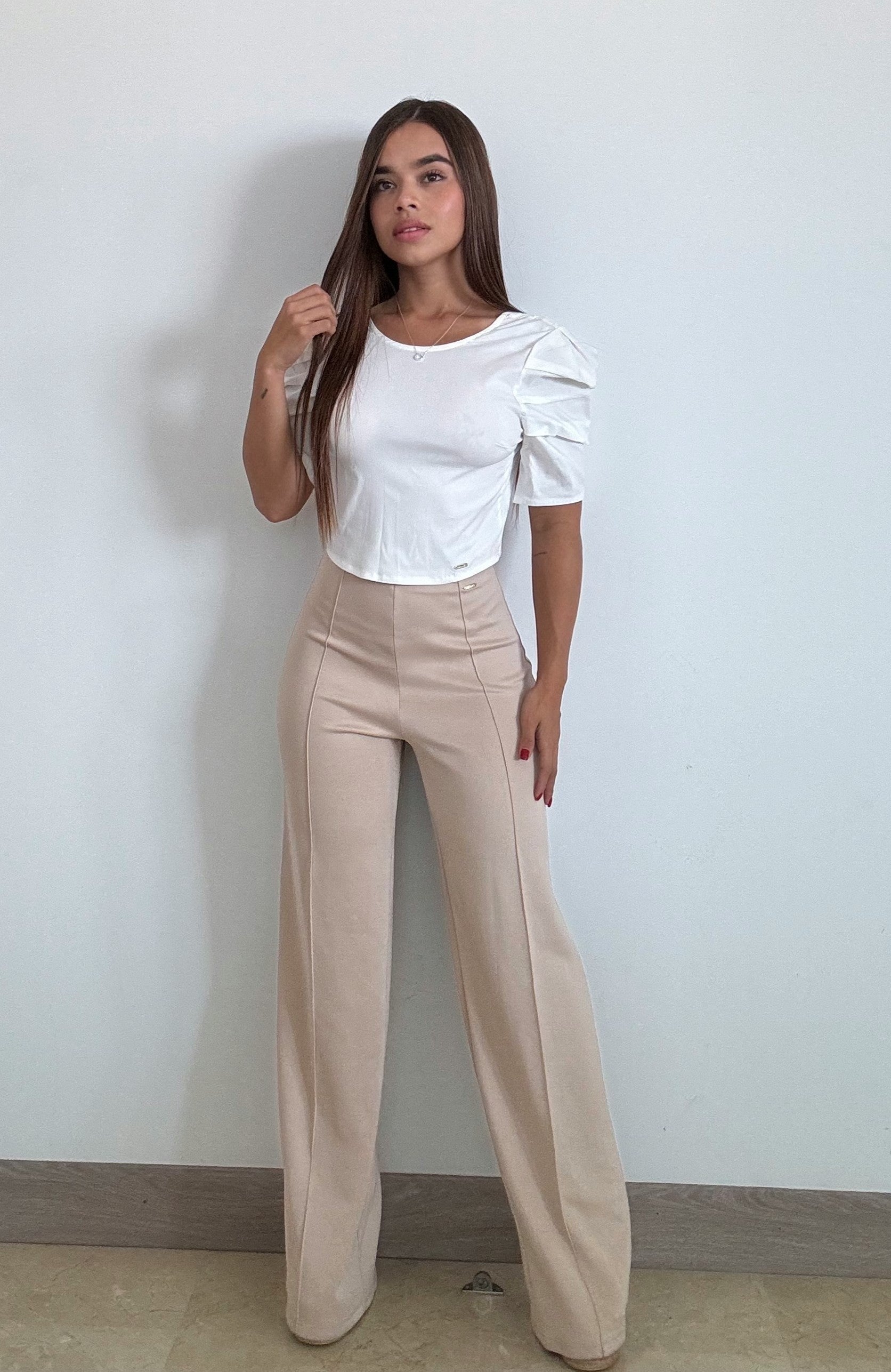 Blusa Cuello R Amarrar Atras Manga Globo