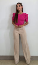 Blusa Cuello R Amarrar Atras Manga Globo