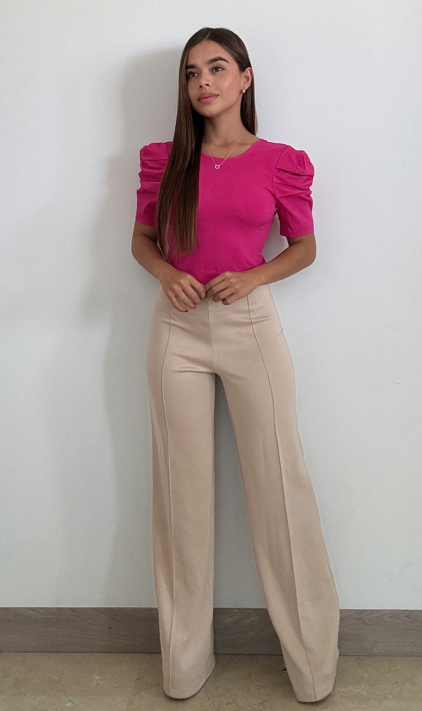 Blusa Cuello R Amarrar Atras Manga Globo