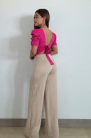 Blusa Cuello R Amarrar Atras Manga Globo