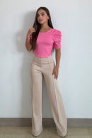 Blusa Cuello R Amarrar Atras Manga Globo