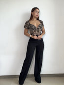 Blusa Corta Escote Corazon Manga Corta