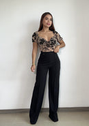 Blusa Corta Escote Corazon Manga Corta