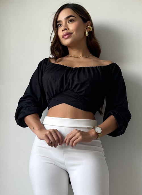 Blusa Manga Larga Tiras Amarrar Cintura