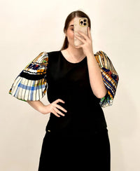 Blusa Cuello Redondo Manga Globo Estampa