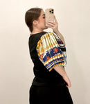 Blusa Cuello Redondo Manga Globo Estampa