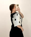 Blusa Cuello Redondo Manga Globo Estampa