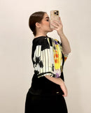 Blusa Cuello Redondo Manga Globo Estampa