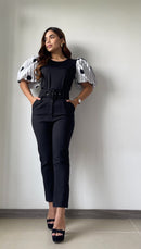 Blusa Cuello Redondo Manga Globo Estampa