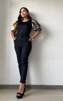 Blusa Cuello Redondo Manga Globo Estampa