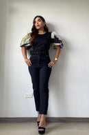 Blusa Cuello Redondo Manga Globo Estampa