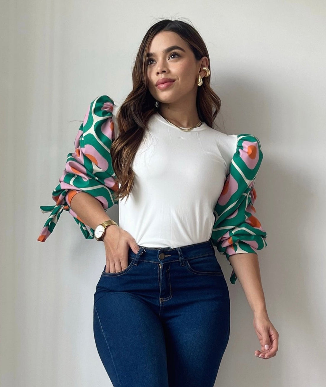 Blusa Manga Globo Estampada