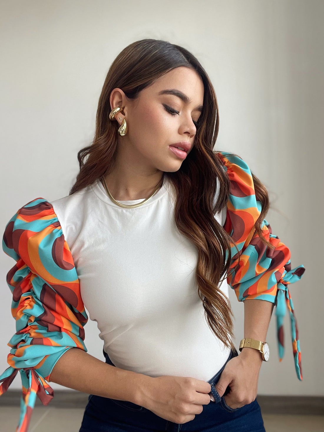 Blusa Manga Globo Estampada