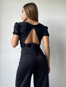 Blusa Manga Corta Amarrar Cuello V