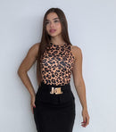 Body Manga Sisa Estampado Animal Print