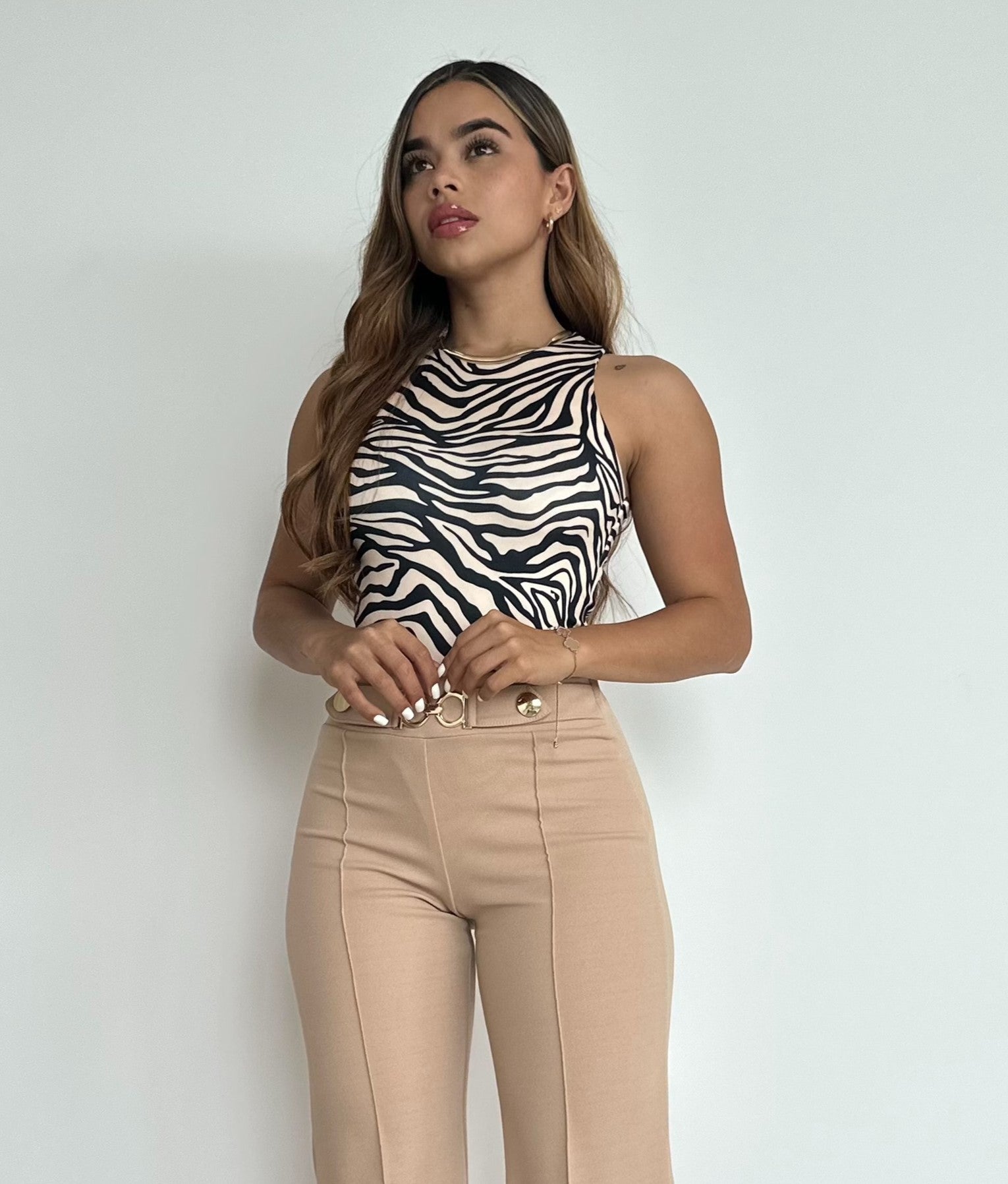 Body Manga Sisa Estampado Animal Print