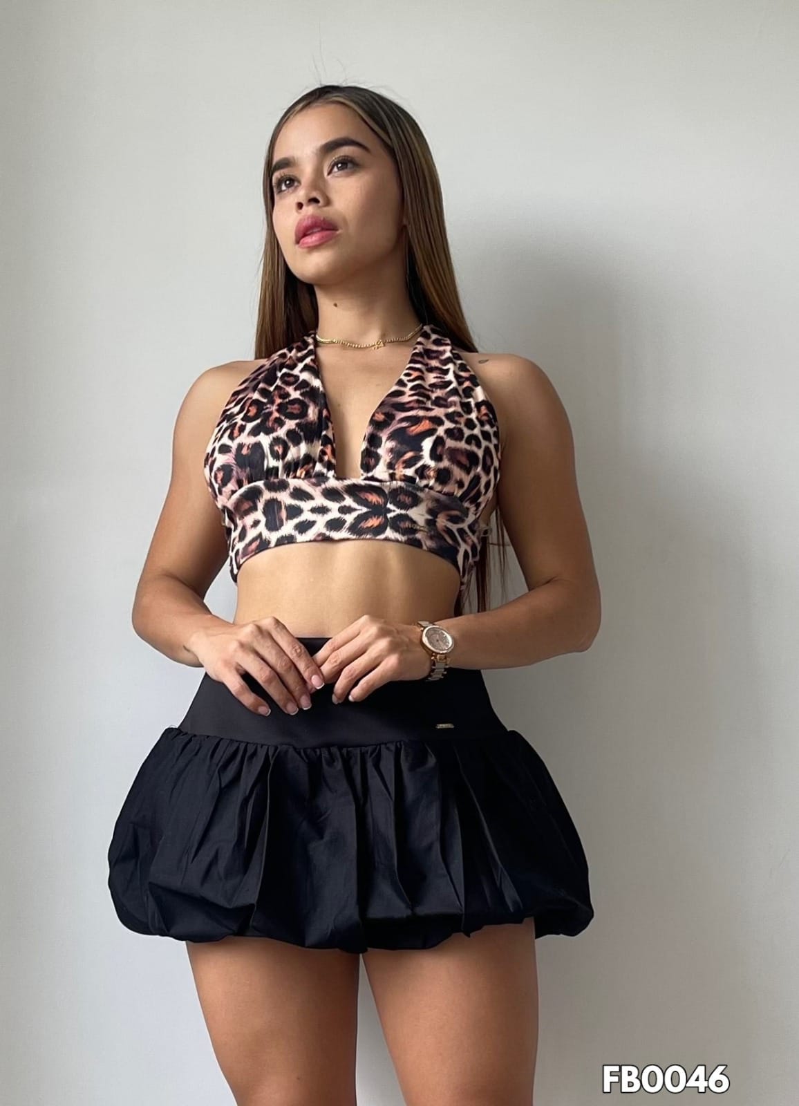 Crop top estampado amarrar