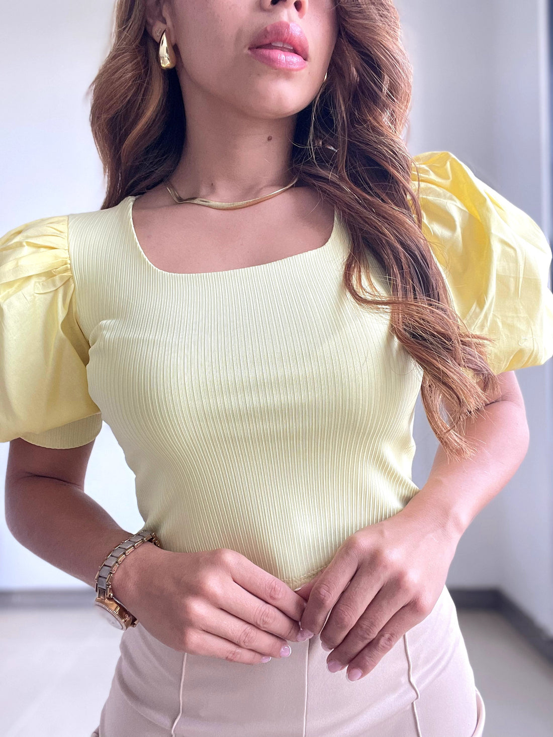 Blusa Escote Cuadrado Manga Polelina