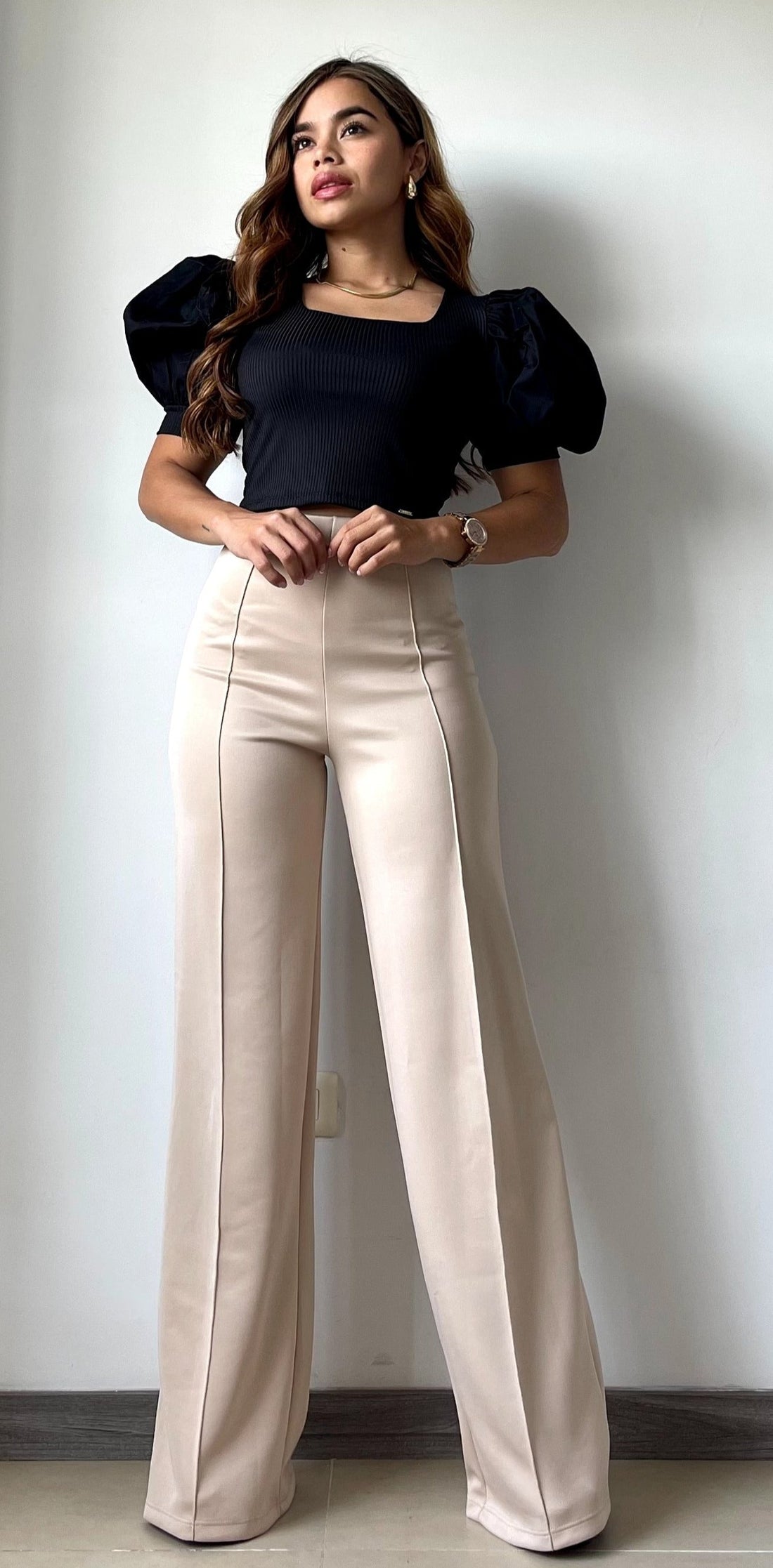 Blusa Escote Cuadrado Manga Popelina