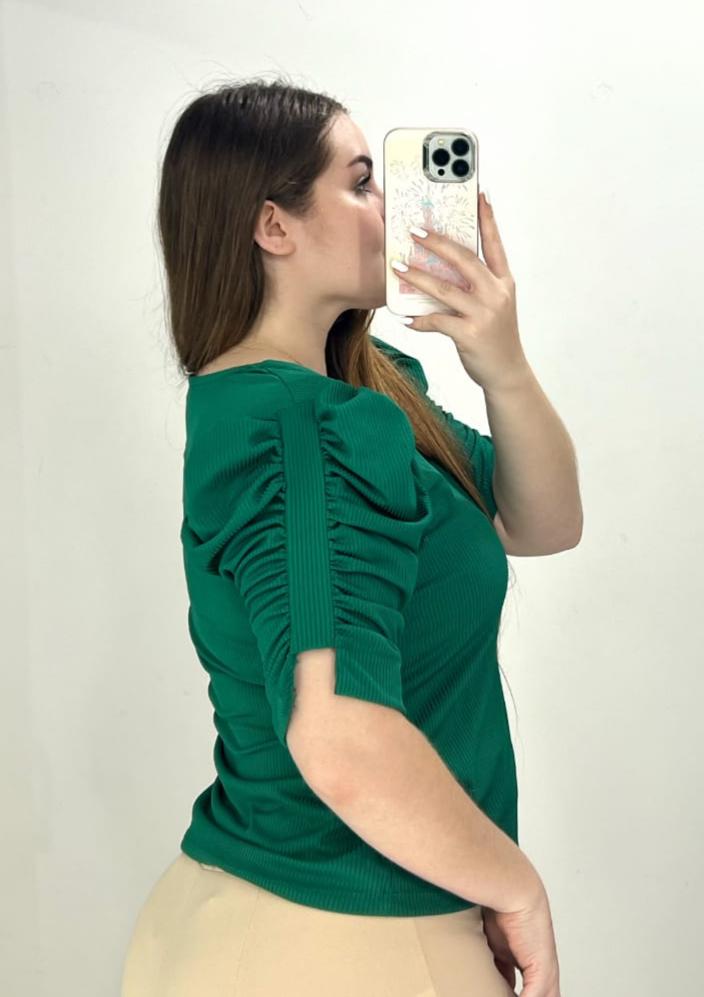 Blusa Cuello V Manga Corta Zurcida