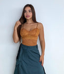 Crop Top Tiras Encaje Copas