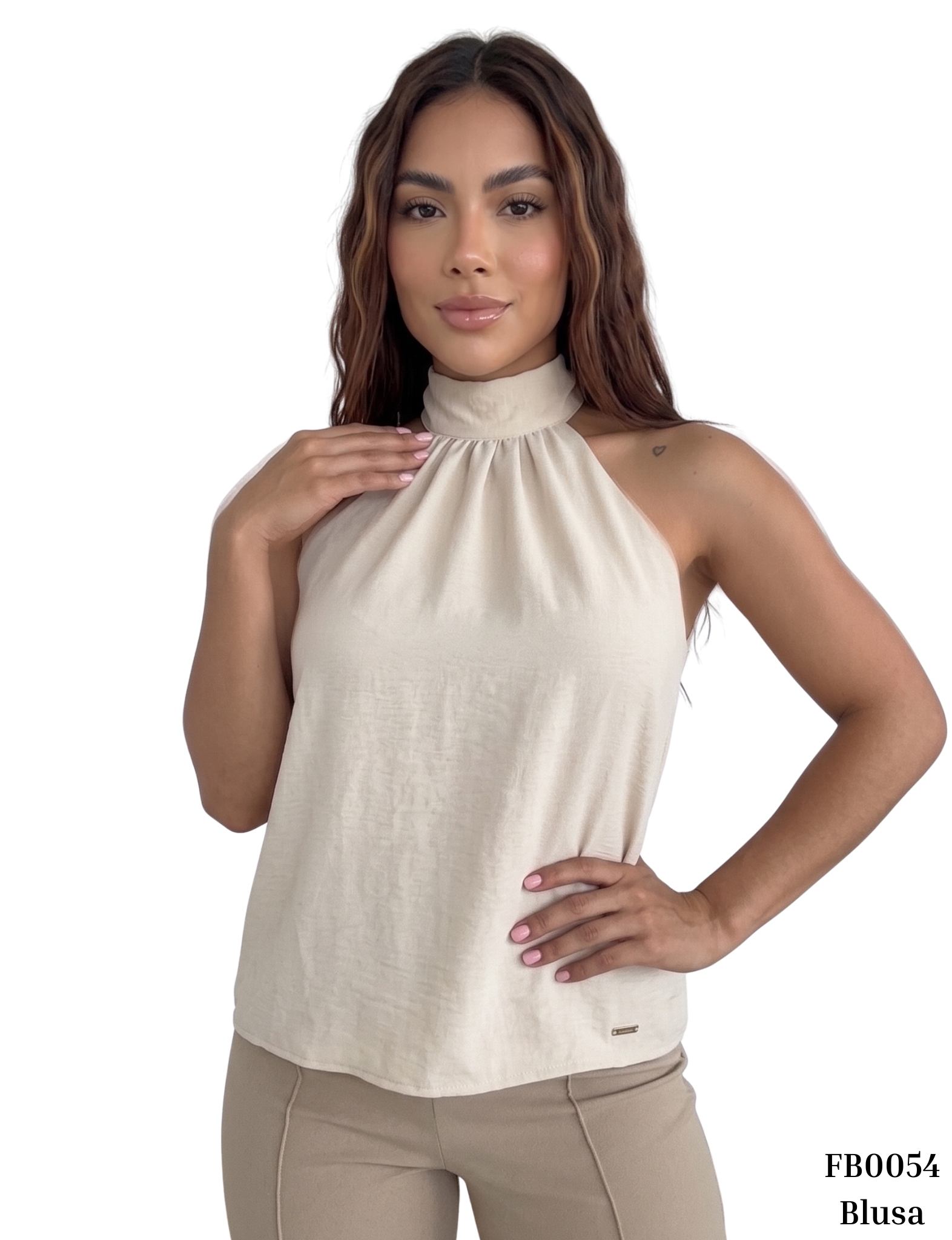 Blusa Manga Sisa Cuello Alto