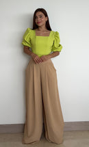 Blusa Escote Cuadrado Manga 3/4 Globo