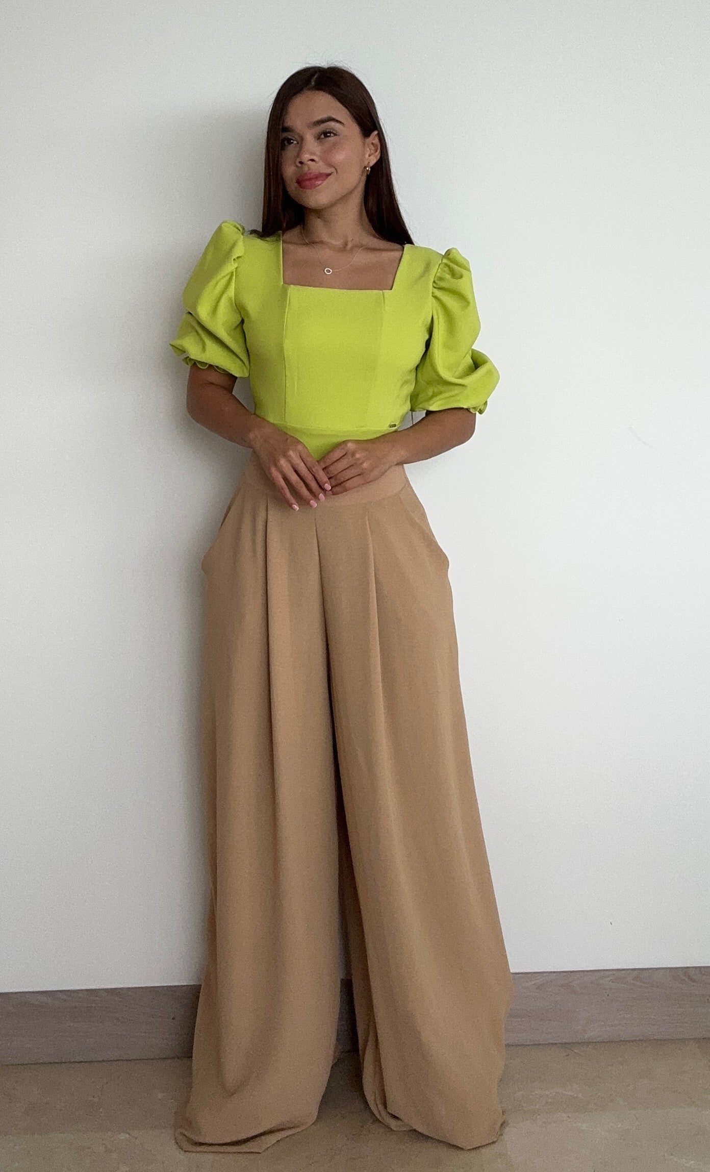 Blusa Escote Cuadrado Manga 3/4 Globo