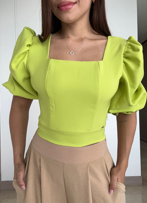 Blusa Escote Cuadrado Manga 3/4 Globo