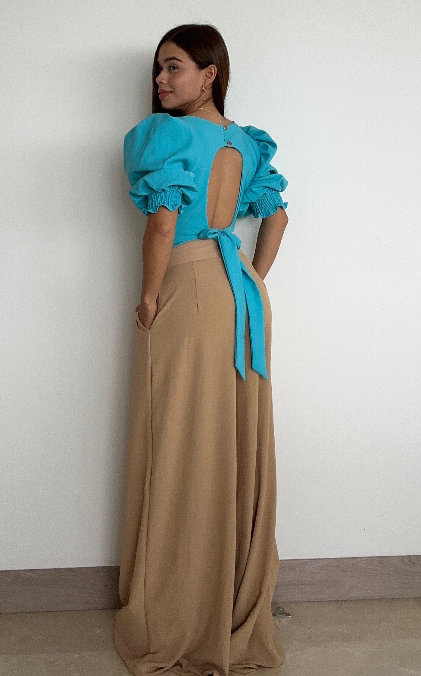 Blusa Escote Cuadrado Manga 3/4 Globo