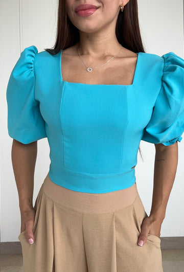 Blusa Escote Cuadrado Manga 3/4 Globo