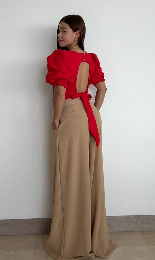 Blusa Escote Cuadrado Manga 3/4 Globo