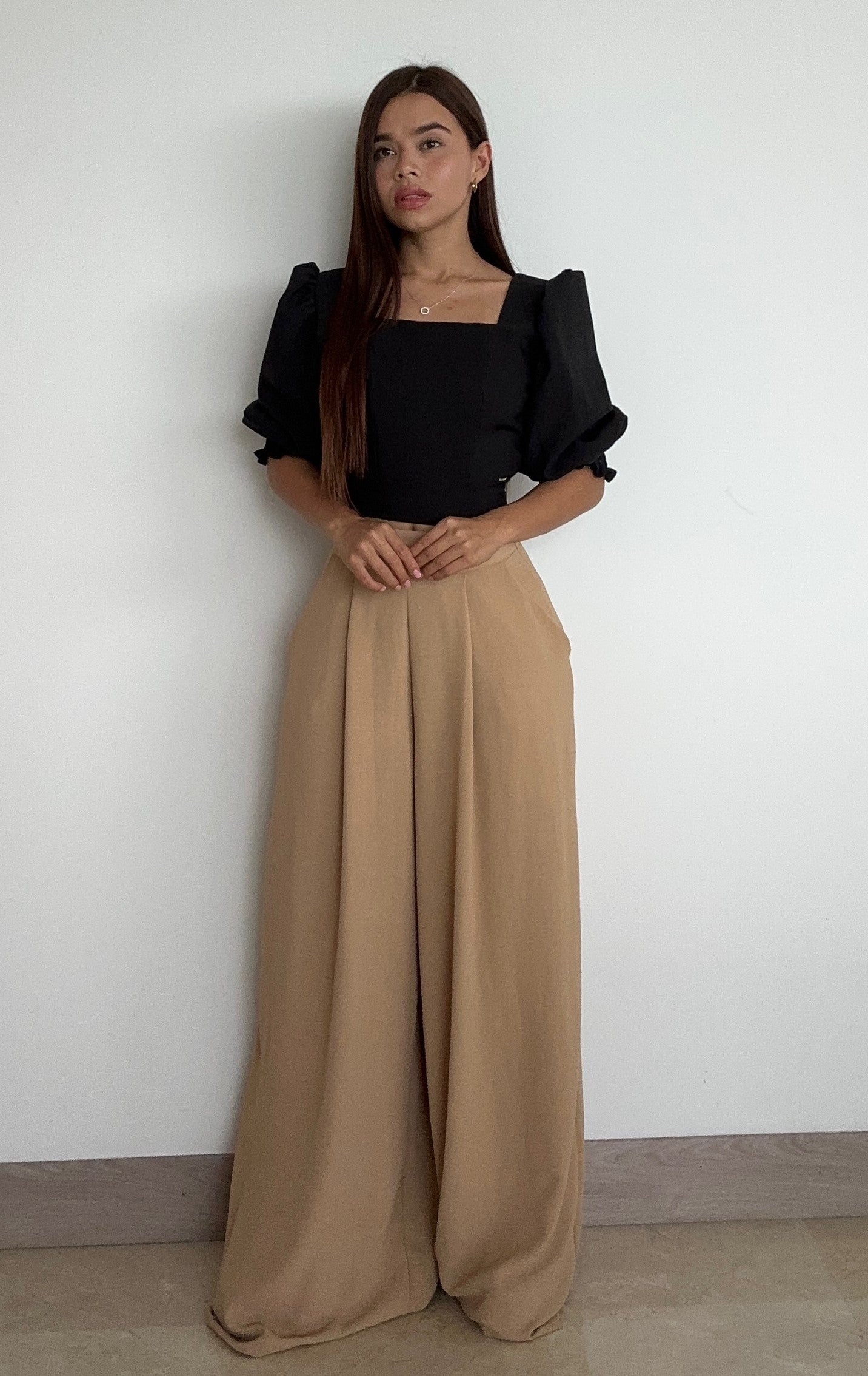 Blusa Escote Cuadrado Manga 3/4 Globo