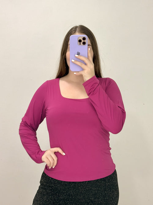 Blusa Manga Larga Escote Cuadrado