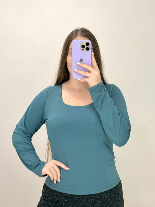 Blusa Manga Larga Escote Cuadrado
