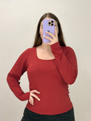 Blusa Manga Larga Escote Cuadrado