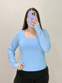 Blusa Manga Larga Escote Cuadrado