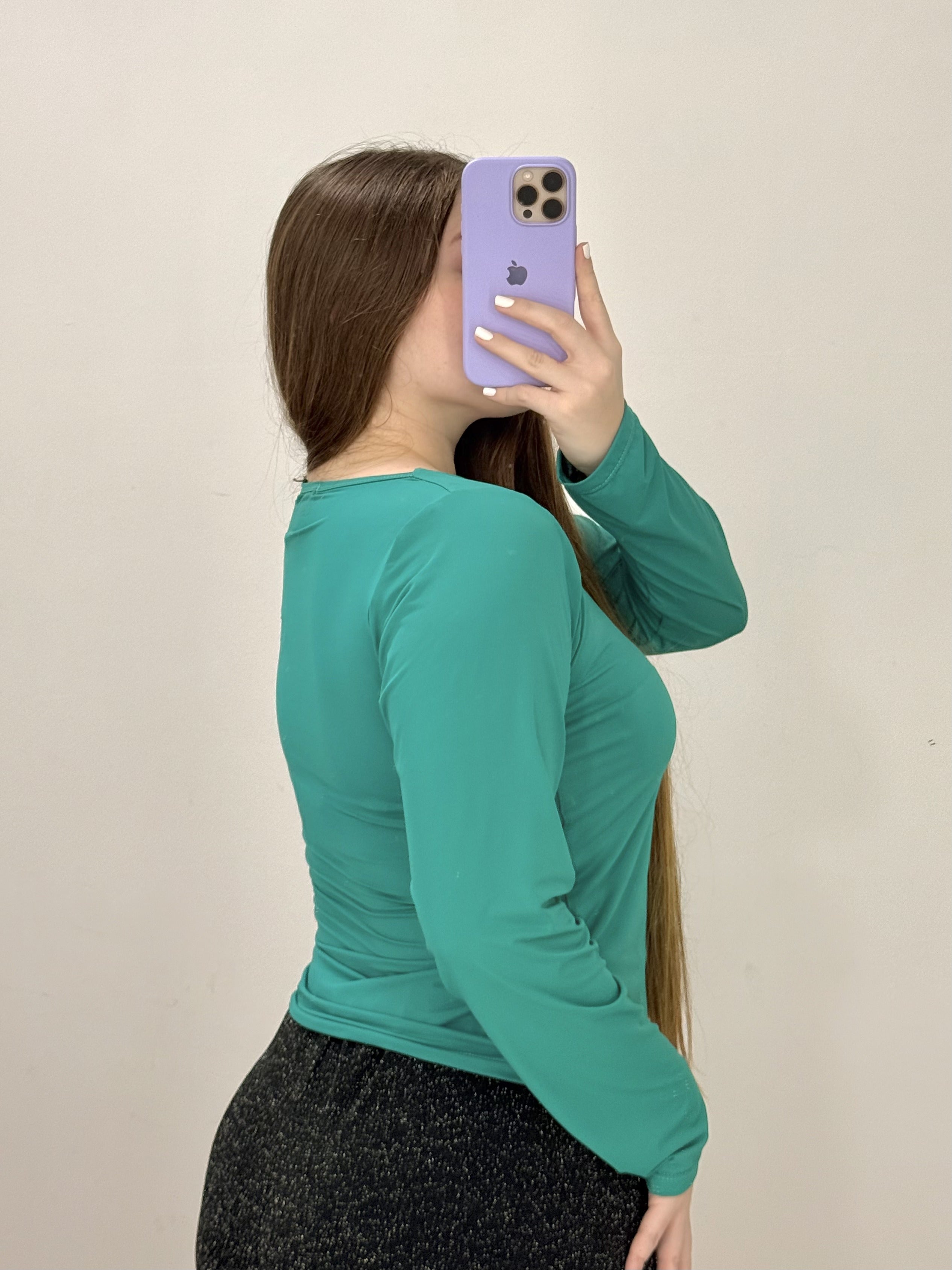 Blusa Manga Larga Escote Cuadrado